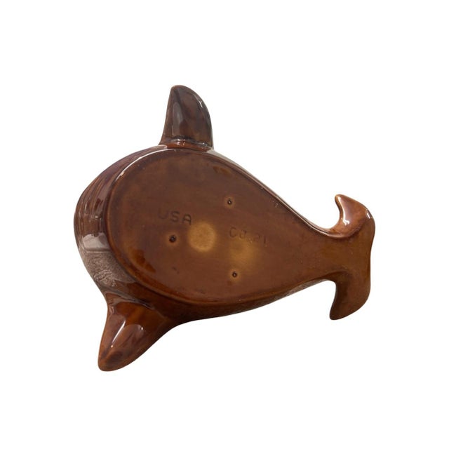 Brown Vintage Mid Century Modern Usa Ceramic Sea Lion Dolphin Model Cj21 For Sale - Image 8 of 9