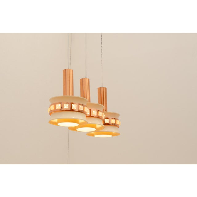 Vintage Hanging Lamp with Three Cut Glass Lampshades from Kamenický Šenov, 1970s For Sale - Image 13 of 17