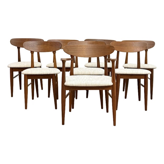 Set of 8 Mid Century Modern Walnut Dining Chairs For Sale