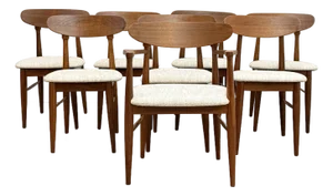 Set of 8 Mid Century Modern Walnut Dining Chairs