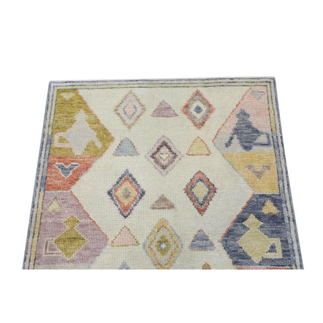 Textile Oriental Hand Knotted Rug Turkish Oushak 2'10" x 4'9" For Sale - Image 7 of 9