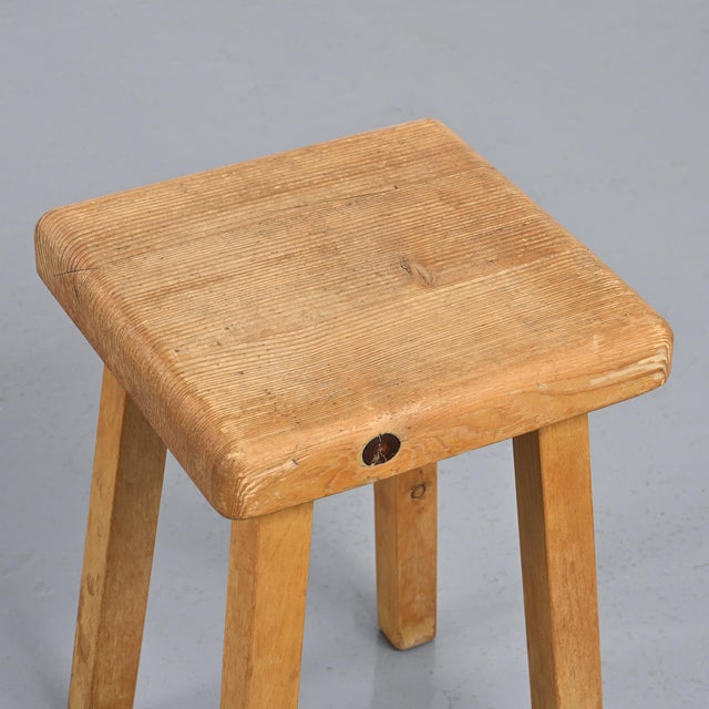 Vintage Pine Stool, France, 1980s For Sale - Image 9 of 12