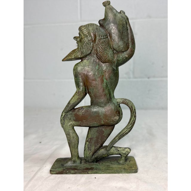 Antique Satyr Greek Mythical Creature Solid Bronze Statue Sculpture Artifact For Sale - Image 9 of 10