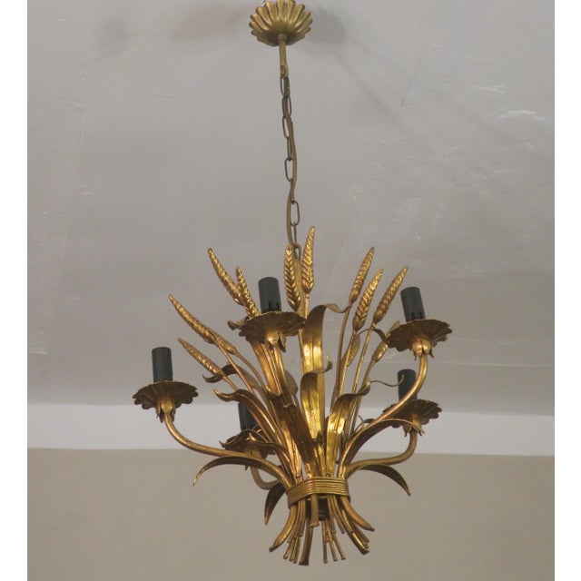 Gold-Plated Tole Wheatsheaf Chandelier by Hans Kögl, 1960s For Sale - Image 13 of 13