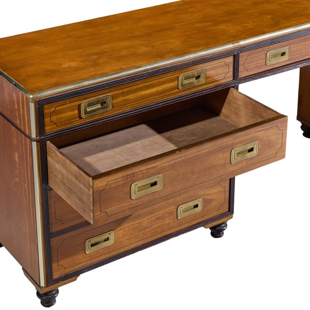 Brown Baker Furniture Campaign Style Brass Handle Credenza For Sale - Image 8 of 12