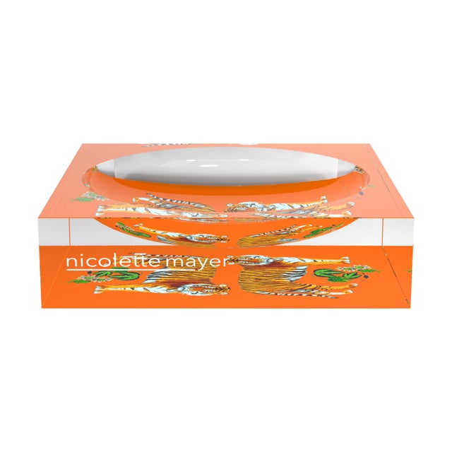 Illustration Tiger Seeing Double Orange Acrylic Candy Catchall Dish, Small For Sale - Image 3 of 11