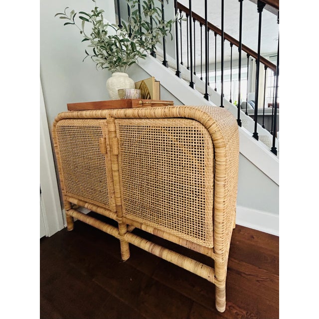 Natural Rattan Waterfall Sideboard Attributed to Jamie Young For Sale - Image 10 of 12