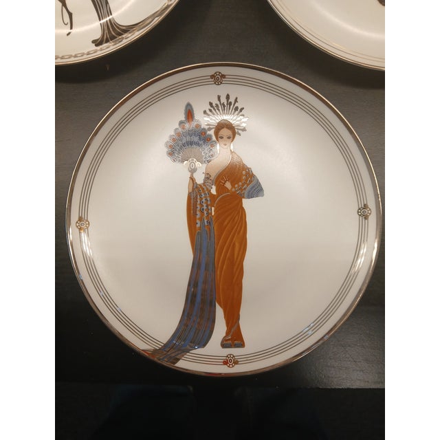 Erté Late 20th Century House of Erté Limited Edition Art Deco Porcelain Plates - Set of Five For Sale - Image 4 of 11