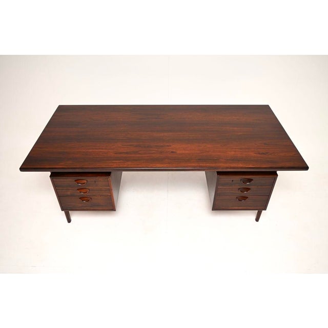 1960s Large Vintage Danish Carved Desk, 1960 For Sale - Image 5 of 11