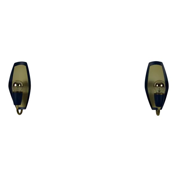 Mid-Century Brass Wall Lamps, Italy, 1960s, Set of 2 For Sale