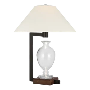 Ray Booth for Visual Comfort Signature Phial Large Display Form Table Lamp in Clear Glass and Warm Iron and Dark Walnut