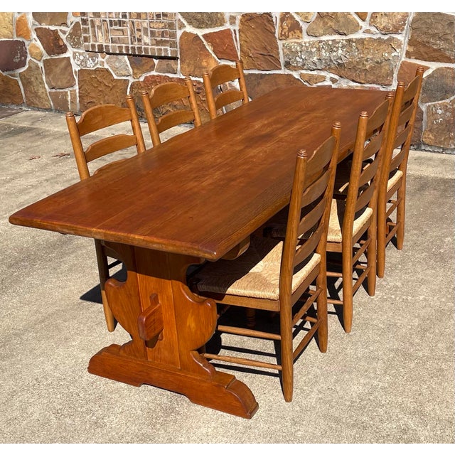 Vintage French Country Trestle Farm Dining Table For Sale - Image 10 of 10