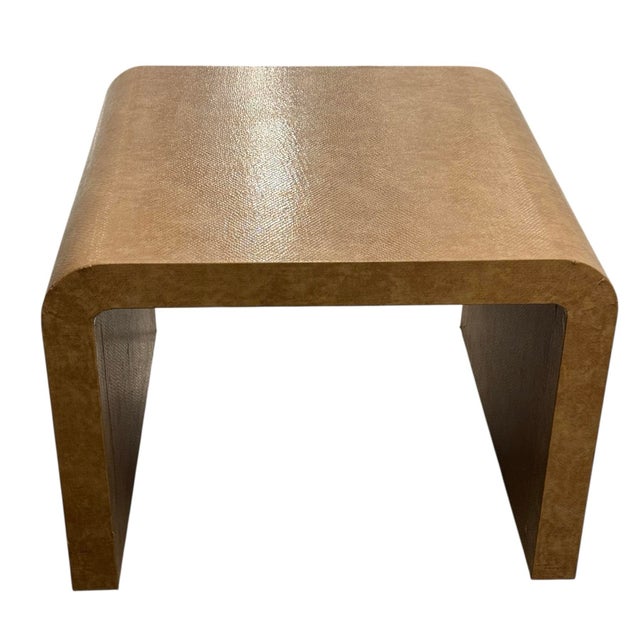 Wood Mid 20th Century Large Snakeskin Occasional Waterfall Table in Tan For Sale - Image 7 of 9