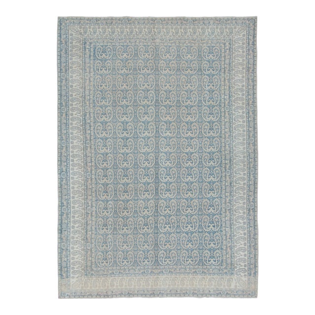 Antique Persian Khorasan Rug in Sky Blue With Paisleys - Rug & Kilim For Sale