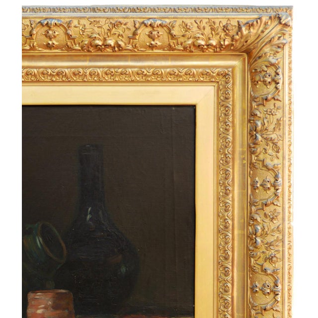 Leo Nardus Early 20th Century Naturalistic Still Life Painting of Jugs and a Carpet, Early 20th Century For Sale In Houston - Image 6 of 11