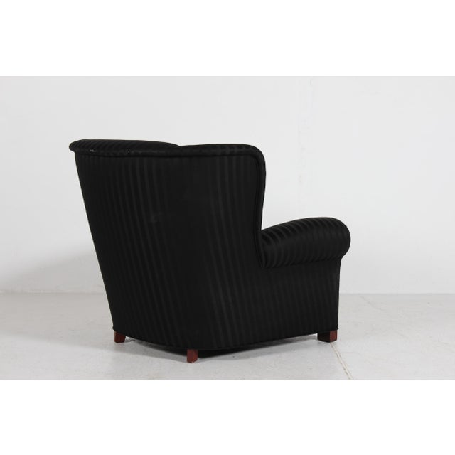 1930s Large Danish Art Deco Lounge Chair with Black Fabric in the style of Fritz Hansen, 1930s For Sale - Image 5 of 11