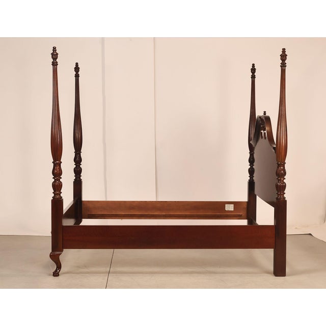 Thomasville Collectors Cherry Chippendale Style King Poster Bed For Sale - Image 16 of 18