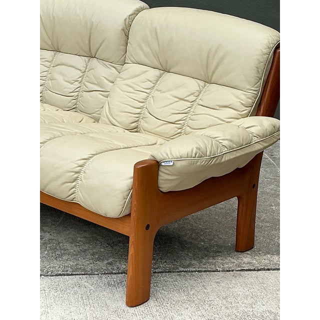 Vintage Ekornes Channel Tufted Leather Sofa For Sale - Image 9 of 12