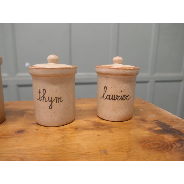 French Earthenware Spice Crocks Storage Set, 1960, Set of 4 For Sale - Image 4 of 7