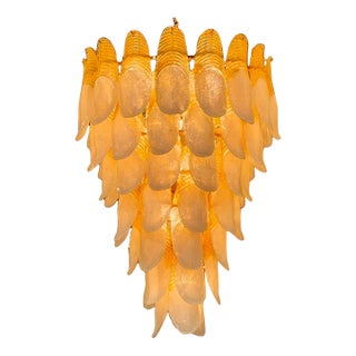 Vintage Italian Waterfall Two Tone Murano Glass Chandelier For Sale