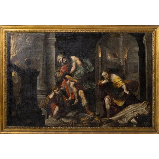 Federico Barocci after Willem Van Mieris, Aeneas Flees from Burning Troy, Oil on Canvas, Framed For Sale - Image 6 of 6