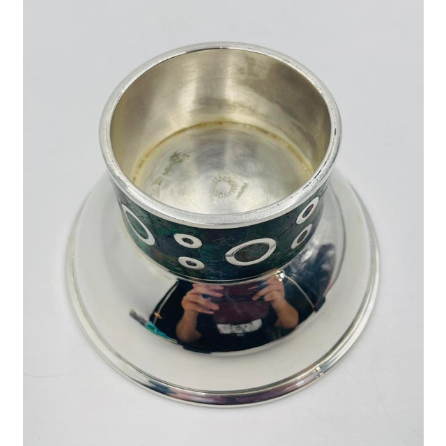 Los Castillo Silver Plate Malachite & Lapis Inlaid Bowl, Taxco, Mexico, 1960s For Sale In Los Angeles - Image 6 of 18