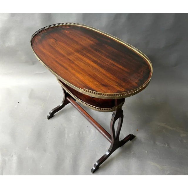 French Brass Gallery Kidney Shape Side Table For Sale - Image 4 of 9