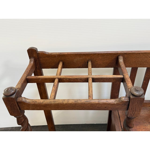 English Barley Twist Umbrella/Walking Stick Entry Bench, Antique For Sale - Image 9 of 12