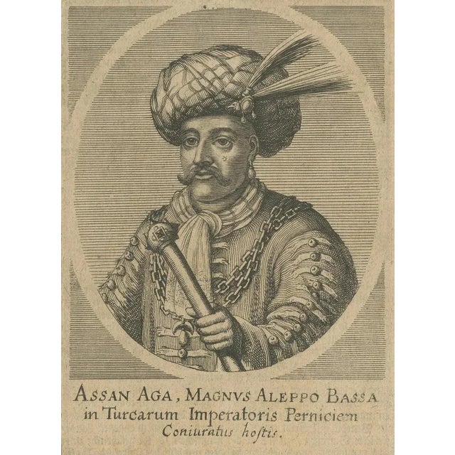 17th Century E. Nessenthaler, Portrait of Assan Aga, 1687, Print For Sale - Image 5 of 6