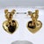 Late 20th Century Pair of 18k Yellow Gold Heart Shaped Earrings With Diamond Accents For Sale - Image 4 of 4