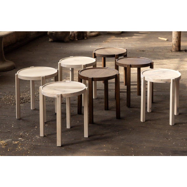 Small Contemporary Walnut Wood Side Table With Bronze Details For Sale In Birmingham - Image 6 of 6