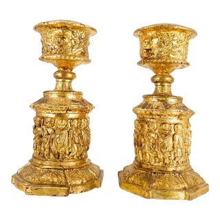 Mid 20th Century Parcel Gilt European Candlesticks- a Pair For Sale