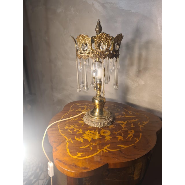 Bronze and Brass Lamp with Glass Teardrop Pendants, 1960s For Sale - Image 6 of 8