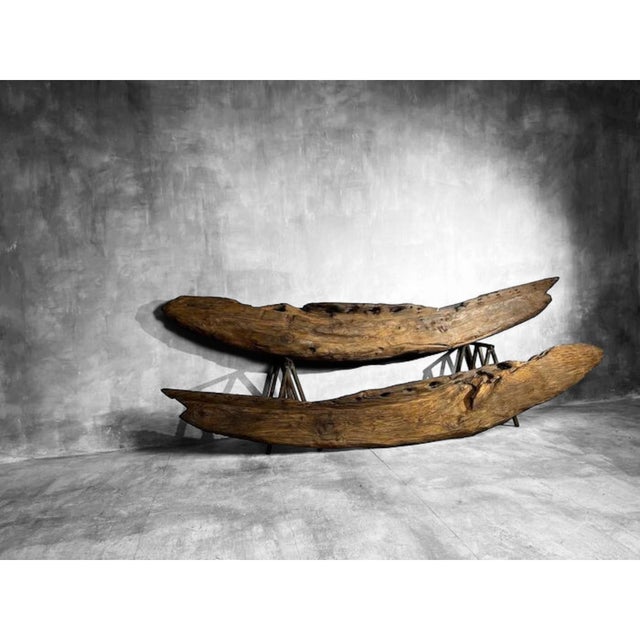 Brown Monumental Japanese Architectural Temple Beams, 1700s, Set of 2 For Sale - Image 8 of 17
