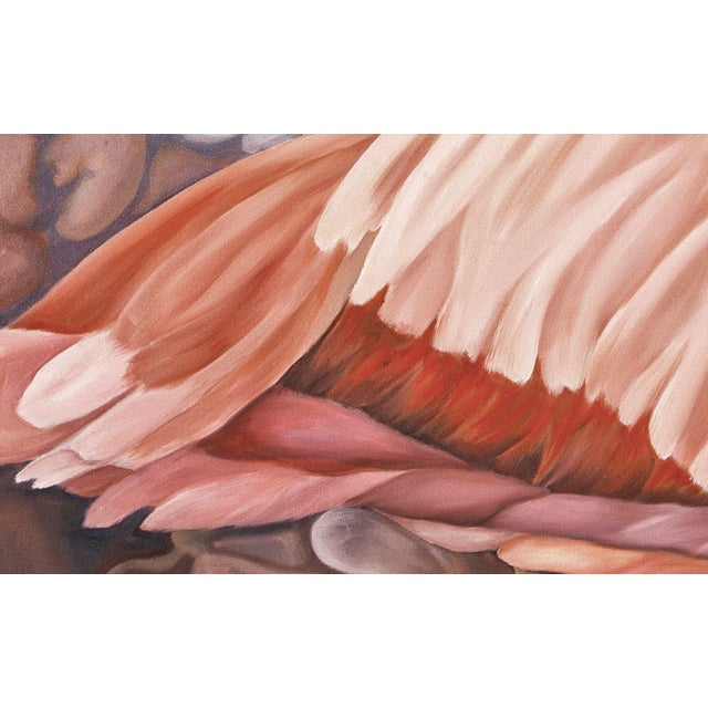 Textile 2000s "Flamingo" Large Gallery Wrapped Oil Painting by Judith Moore For Sale - Image 7 of 9