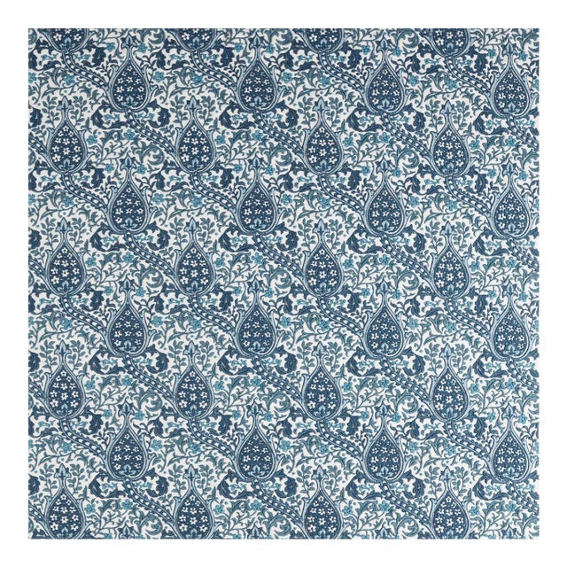 Morris & Co. Persian Tulip Embroidery Fabric in Indigo - a sample For Sale