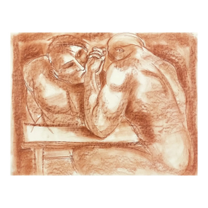 Neil Meitzler Athletic Male Nude Conte Drawing