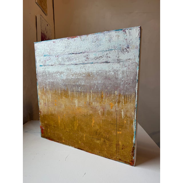 "Ochre Textures" Abstract Oil Painting by Paula DeStefanis For Sale In Milwaukee - Image 6 of 12