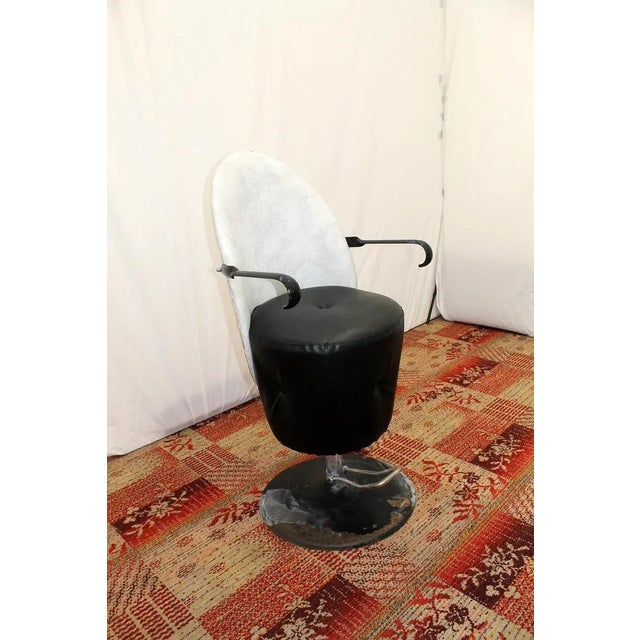 Gustavian (Swedish) Leather Swivel Hairdressing Salon Chair, 1980s For Sale - Image 3 of 12