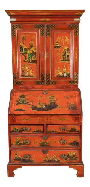 George III Japanned Bureau Bookcase Secretary Desk