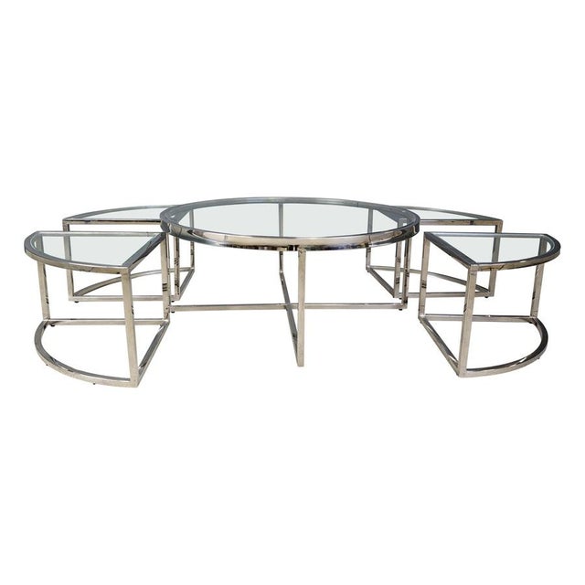 Chromed Coffee Table with Nesting Tables, 1970s, Set of 5 For Sale - Image 12 of 12