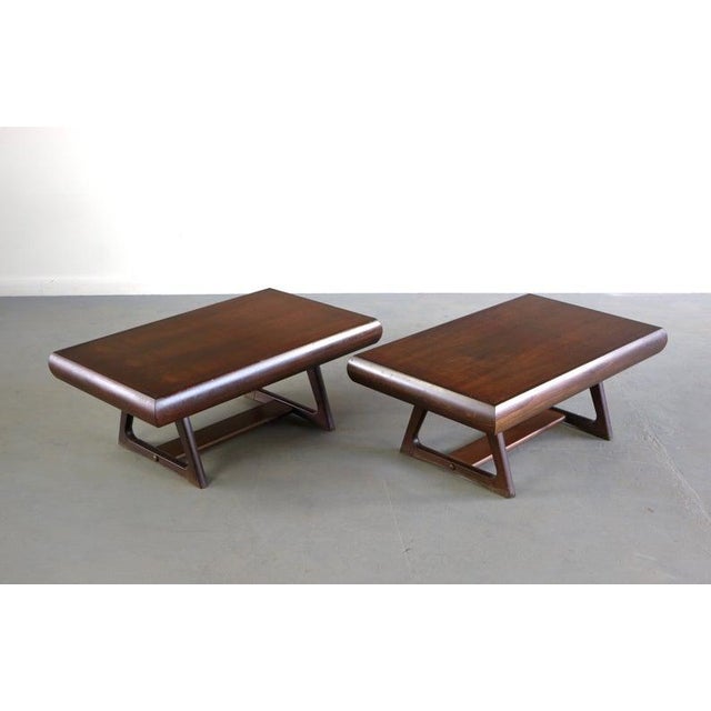 1970s Mid Century Modern Architectural Walnut End Tables - a Pair For Sale - Image 5 of 5