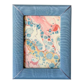Vintage Moire Blue Fabric Table Top Picture Frame, 5x7 For Sale
