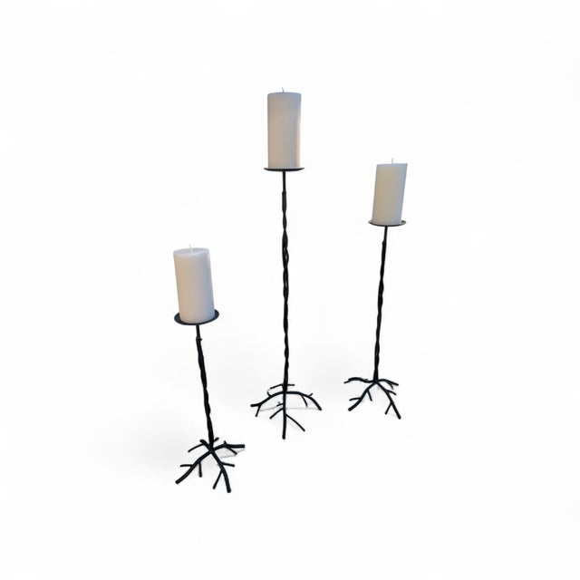 Giocometti Style Tree Branch Floor Pillar Candle Holders-Set of 3 For Sale - Image 14 of 16