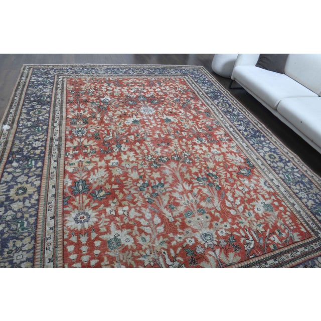 1970s Vintage Persian Handmade Wool Cotton Light Red Area Rug For Sale - Image 4 of 11