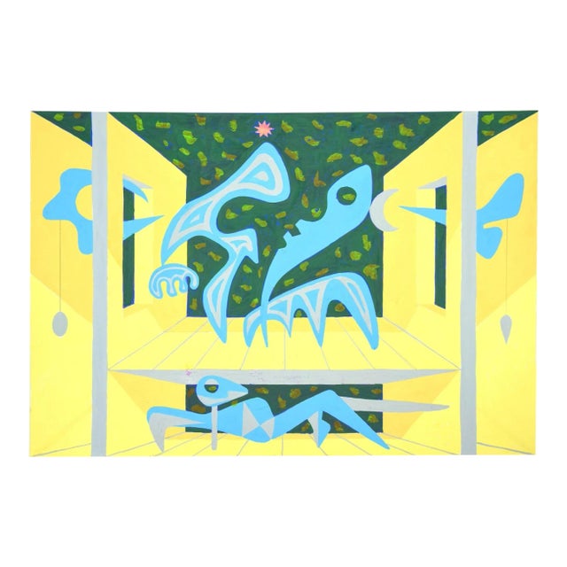 Leo Guide, Theater With Signals 1, Tempera, 1986 For Sale