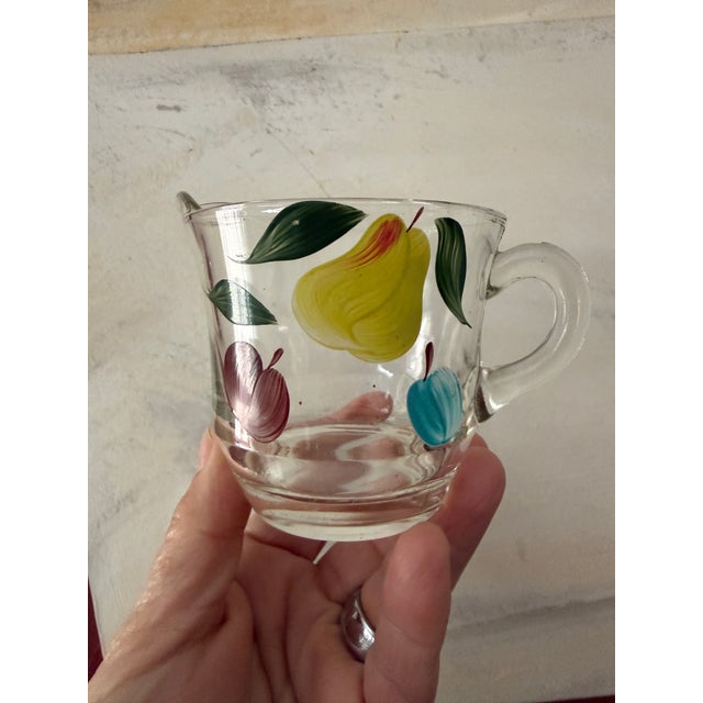 Glass Mid 20 Century Bartlett Collins Gay Fad Creamer and Sugar Bowl Set Hand Painted Glassware For Sale - Image 7 of 7