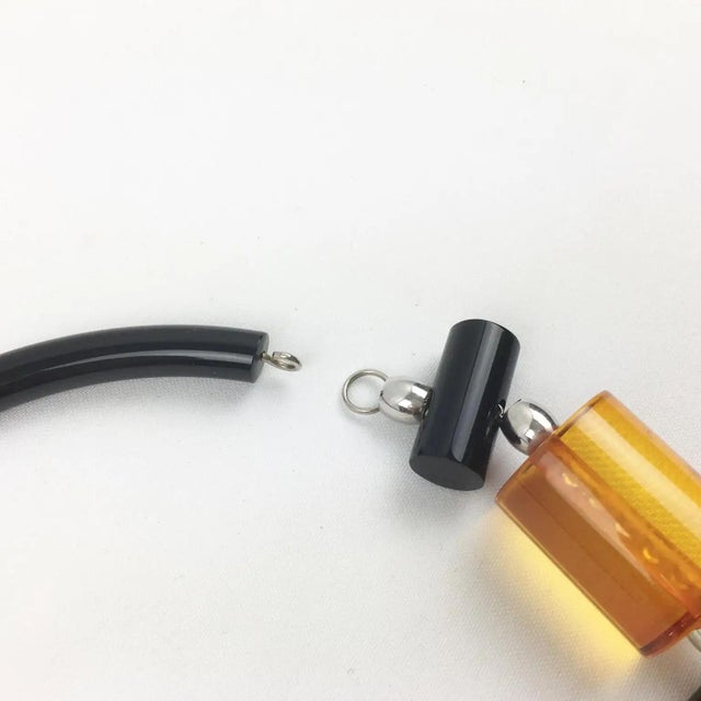 Orange Judith Hendler Licorice and Orange Acrylic Geometric Necklace For Sale - Image 8 of 8