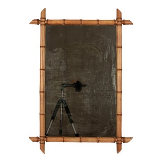 French Faux Bamboo Cherry Wood Mirror For Sale