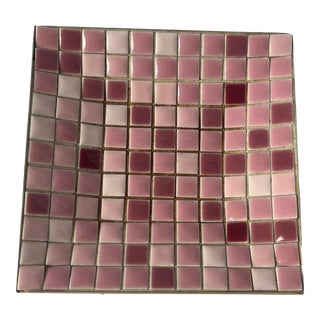 MCM Blush Pink Mosaic Tile Trivet / Decorative Tile Object, 5” Square For Sale